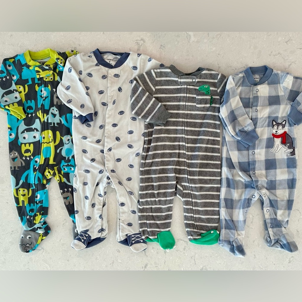6-9mo Baby Boy Fleece Sleepers